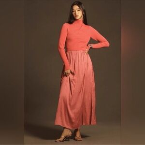 Anthropologie The Thea Twofer Sweater Dress In Medium Pink Size Small